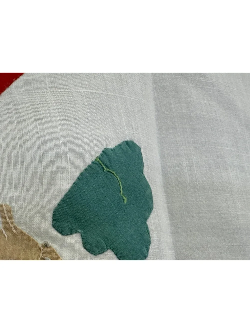 Vintage Embroidered Applique Field Hunting Squirrel Card Table Tablecloth Topper
